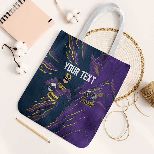 Personalized Melbourne Storm Tote Bag Dynamic Lightning Mascot Rugby Australia
