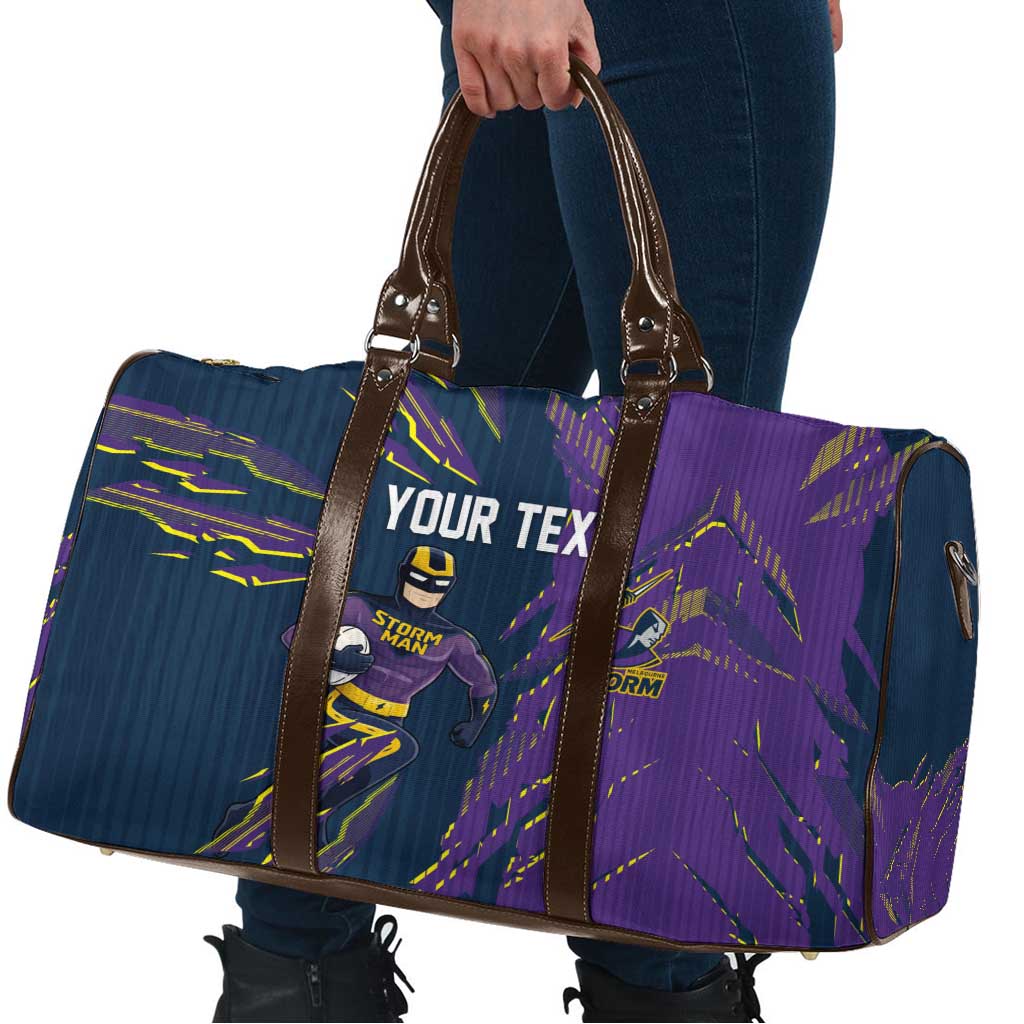 Personalized Melbourne Storm Travel Bag Dynamic Lightning Mascot Rugby Australia