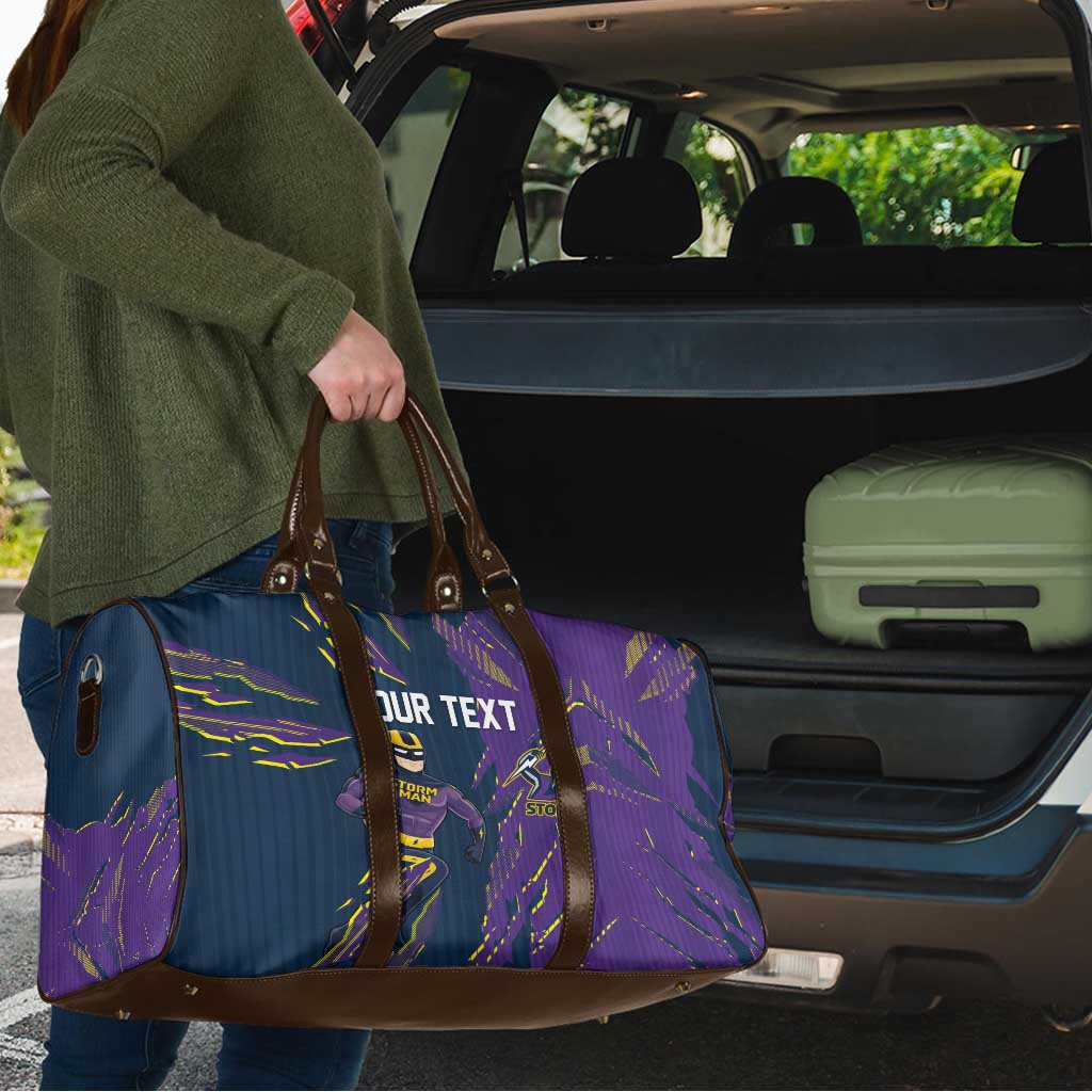Personalized Melbourne Storm Travel Bag Dynamic Lightning Mascot Rugby Australia