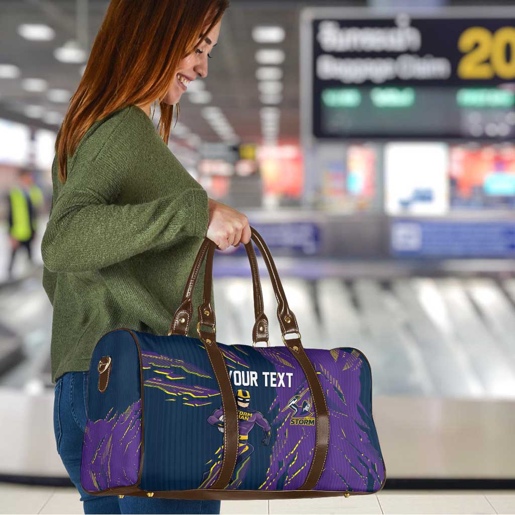 Personalized Melbourne Storm Travel Bag Dynamic Lightning Mascot Rugby Australia