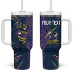 Personalized Melbourne Storm Tumbler With Handle Dynamic Lightning Mascot Rugby Australia