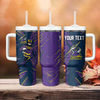 Personalized Melbourne Storm Tumbler With Handle Dynamic Lightning Mascot Rugby Australia
