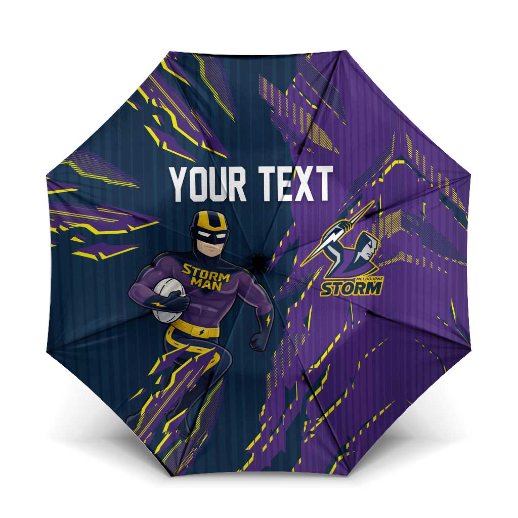 Personalized Melbourne Storm Umbrella Dynamic Lightning Mascot Rugby Australia