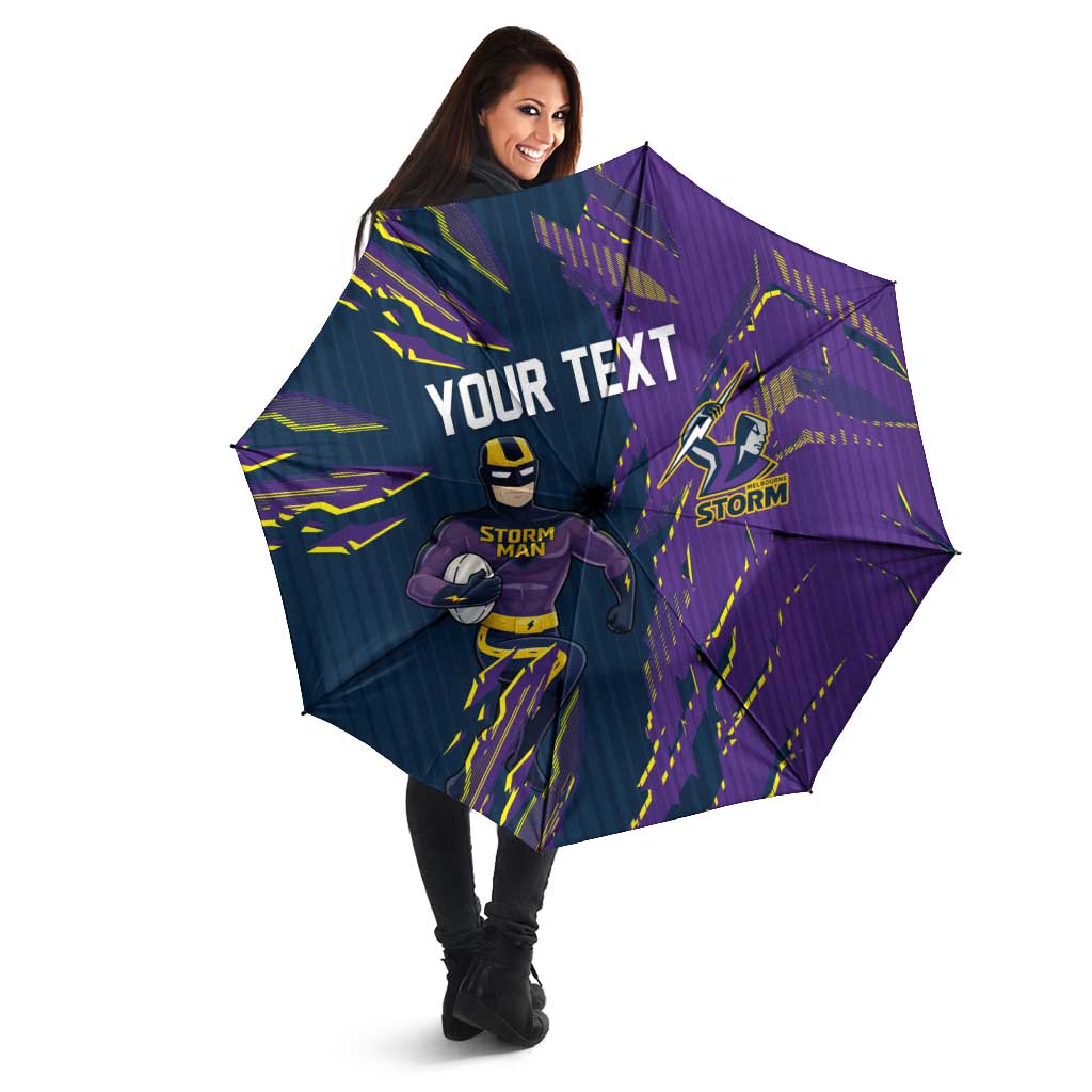 Personalized Melbourne Storm Umbrella Dynamic Lightning Mascot Rugby Australia