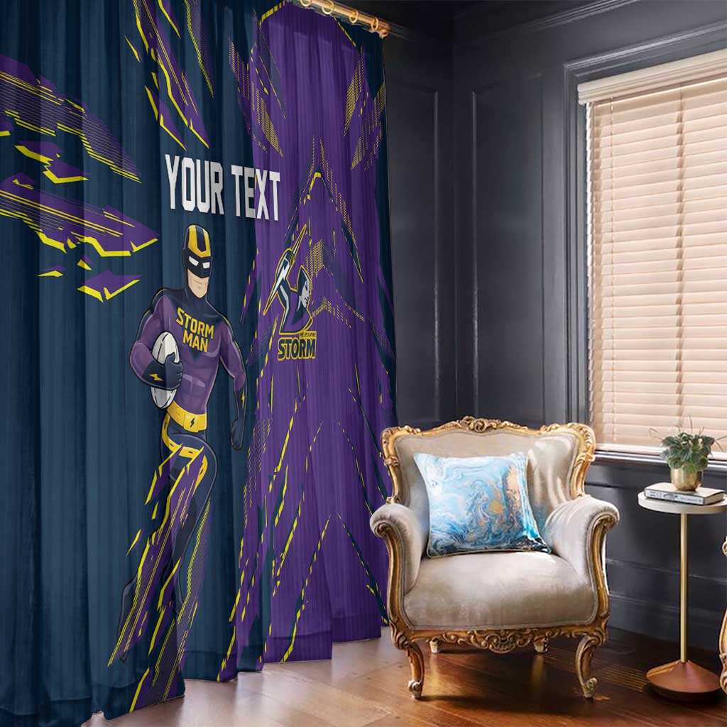 Personalized Melbourne Storm Window Curtain Dynamic Lightning Mascot Rugby Australia