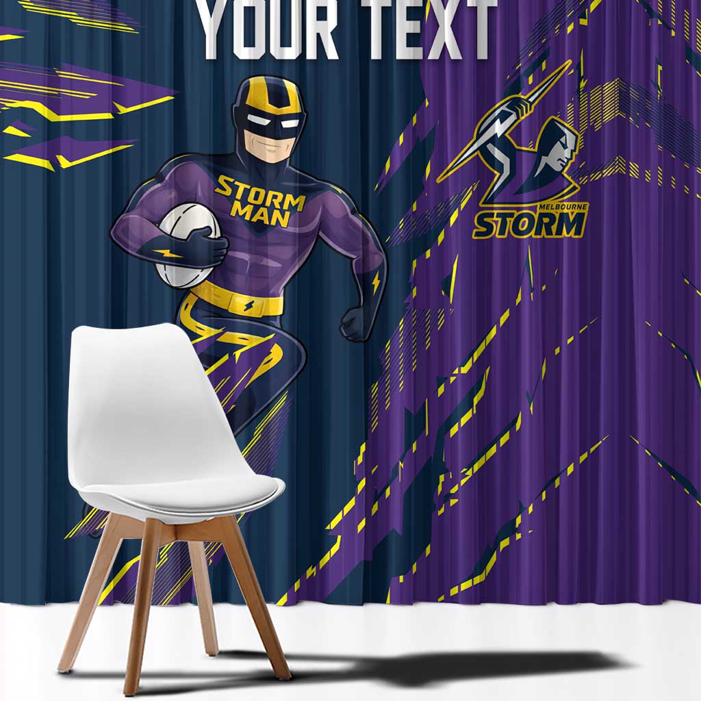 Personalized Melbourne Storm Window Curtain Dynamic Lightning Mascot Rugby Australia