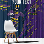 Personalized Melbourne Storm Window Curtain Dynamic Lightning Mascot Rugby Australia