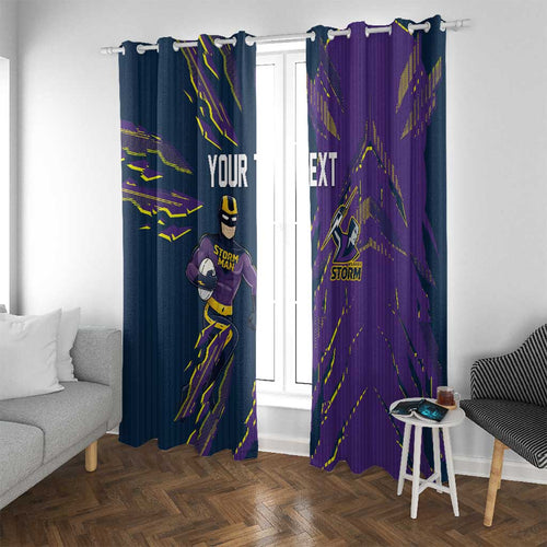 Personalized Melbourne Storm Window Curtain Dynamic Lightning Mascot Rugby Australia