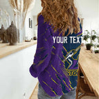 Personalized Melbourne Storm Women Casual Shirt Dynamic Lightning Mascot Rugby Australia