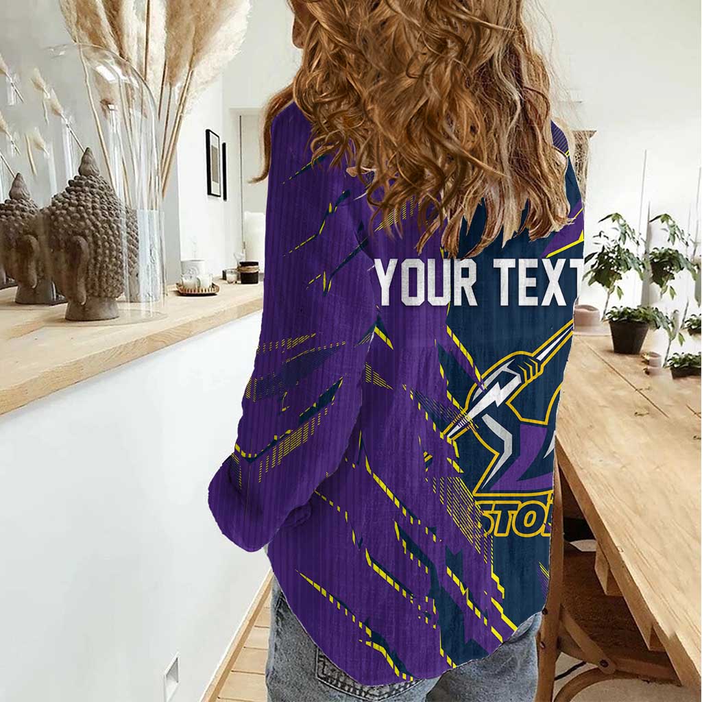 Personalized Melbourne Storm Women Casual Shirt Dynamic Lightning Mascot Rugby Australia