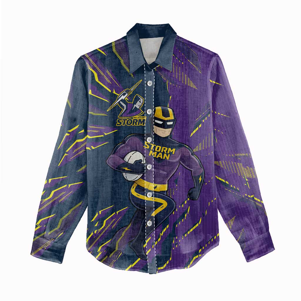 Personalized Melbourne Storm Women Casual Shirt Dynamic Lightning Mascot Rugby Australia