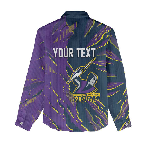 Personalized Melbourne Storm Women Casual Shirt Dynamic Lightning Mascot Rugby Australia