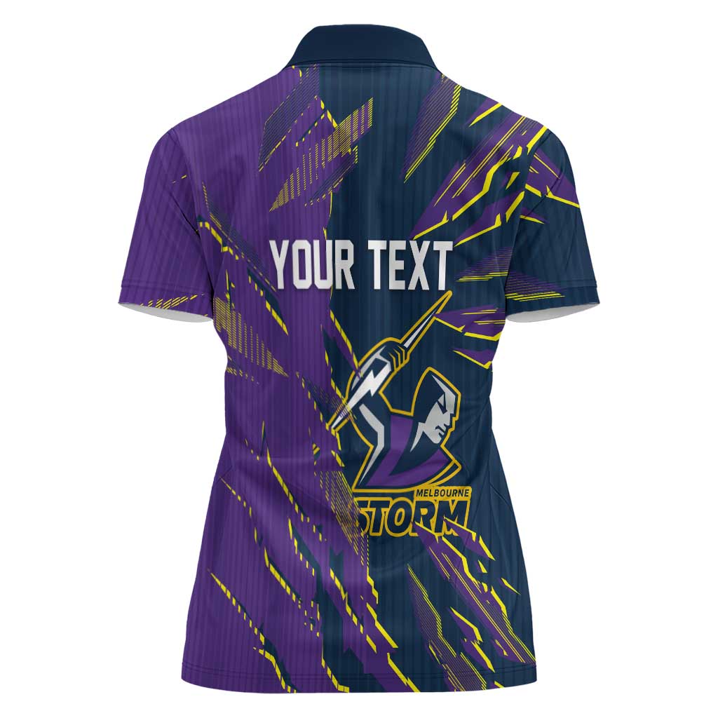 Personalized Melbourne Storm Women Polo Shirt Dynamic Lightning Mascot Rugby Australia