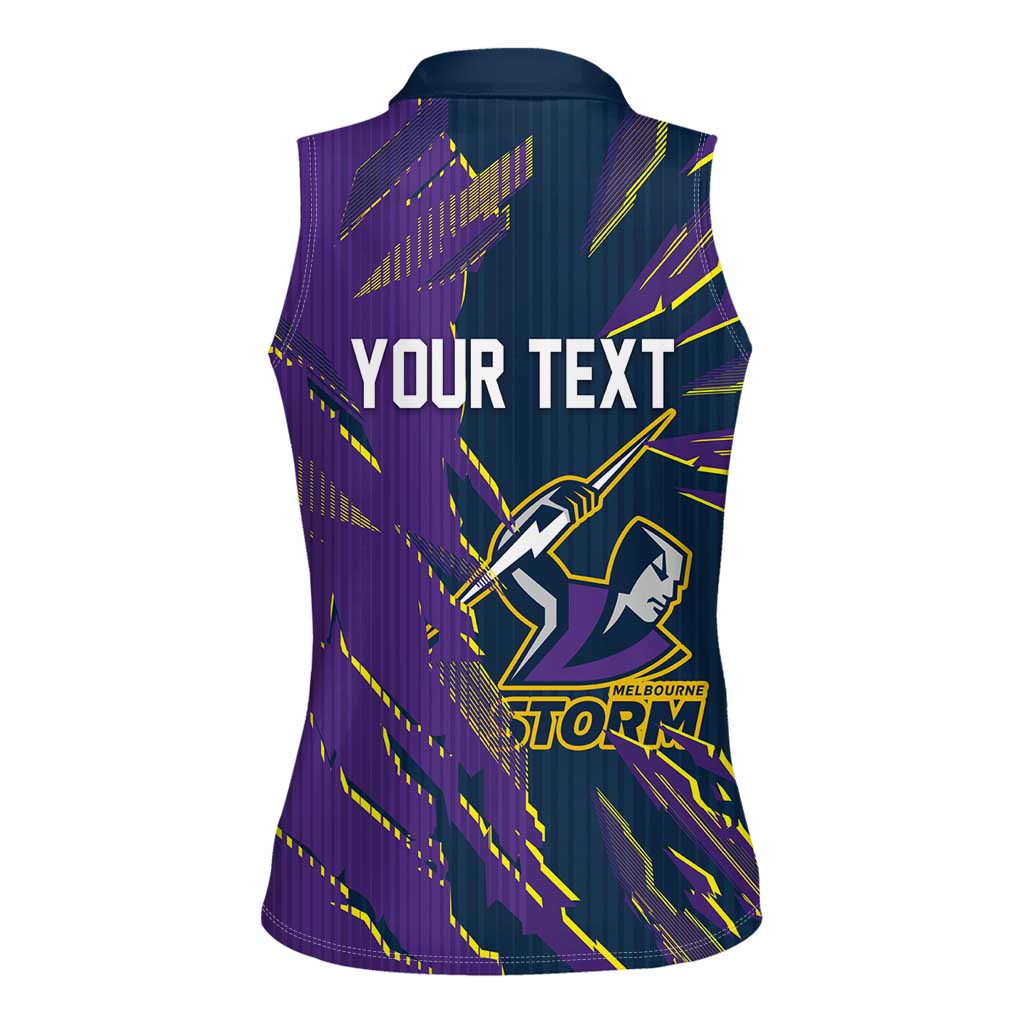Personalized Melbourne Storm Women Sleeveless Polo Shirt Dynamic Lightning Mascot Rugby Australia