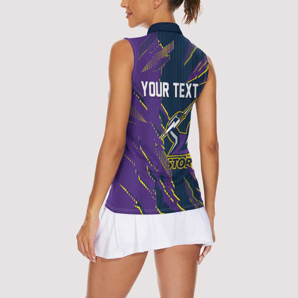 Personalized Melbourne Storm Women Sleeveless Polo Shirt Dynamic Lightning Mascot Rugby Australia