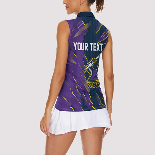 Personalized Melbourne Storm Women Sleeveless Polo Shirt Dynamic Lightning Mascot Rugby Australia