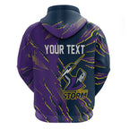 Personalized Melbourne Storm Zip Hoodie Dynamic Lightning Mascot Rugby Australia