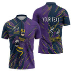 Personalized Melbourne Storm Zipper Polo Shirt Dynamic Lightning Mascot Rugby Australia