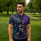 Personalized Melbourne Storm Zipper Polo Shirt Dynamic Lightning Mascot Rugby Australia