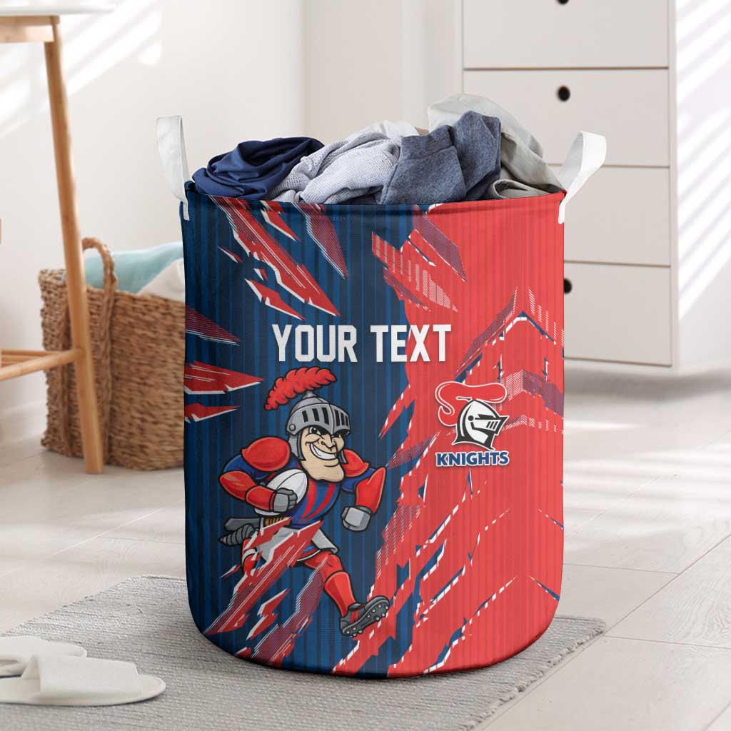 Personalized Newcastle Knights Laundry Basket Dynamic Lightning Mascot Rugby Australia