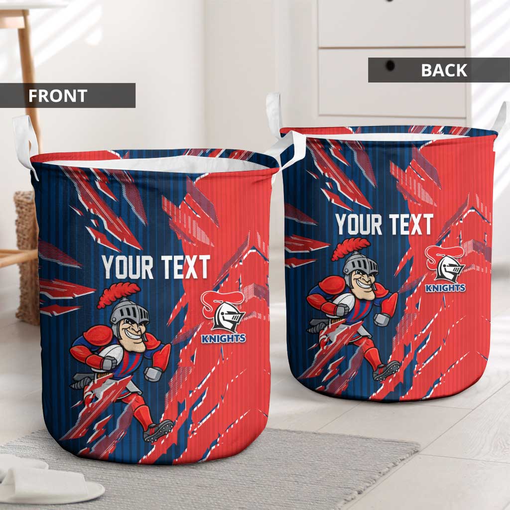 Personalized Newcastle Knights Laundry Basket Dynamic Lightning Mascot Rugby Australia