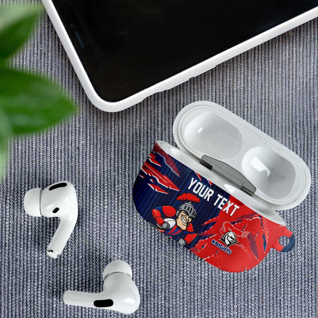 Personalized Newcastle Knights AirPods Case Dynamic Lightning Mascot Rugby Australia
