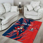 Personalized Newcastle Knights Area Rug Dynamic Lightning Mascot Rugby Australia