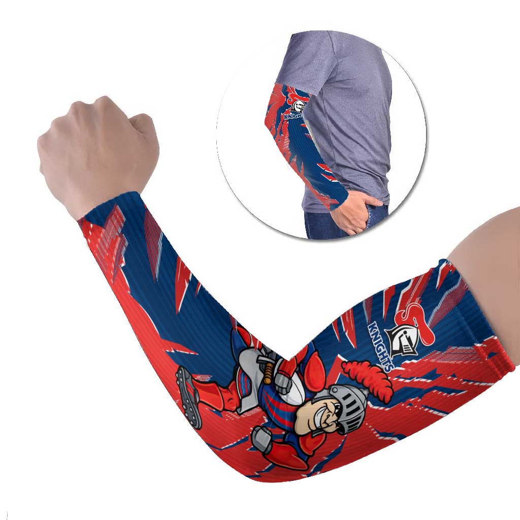 Personalized Newcastle Knights Arm Sleeves Dynamic Lightning Mascot Rugby Australia