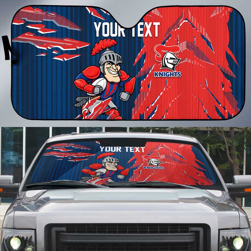 Personalized Newcastle Knights Auto Sun Shade Dynamic Lightning Mascot Rugby Australia