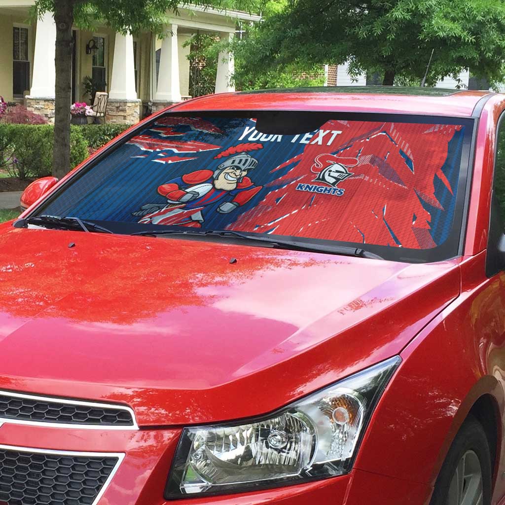 Personalized Newcastle Knights Auto Sun Shade Dynamic Lightning Mascot Rugby Australia