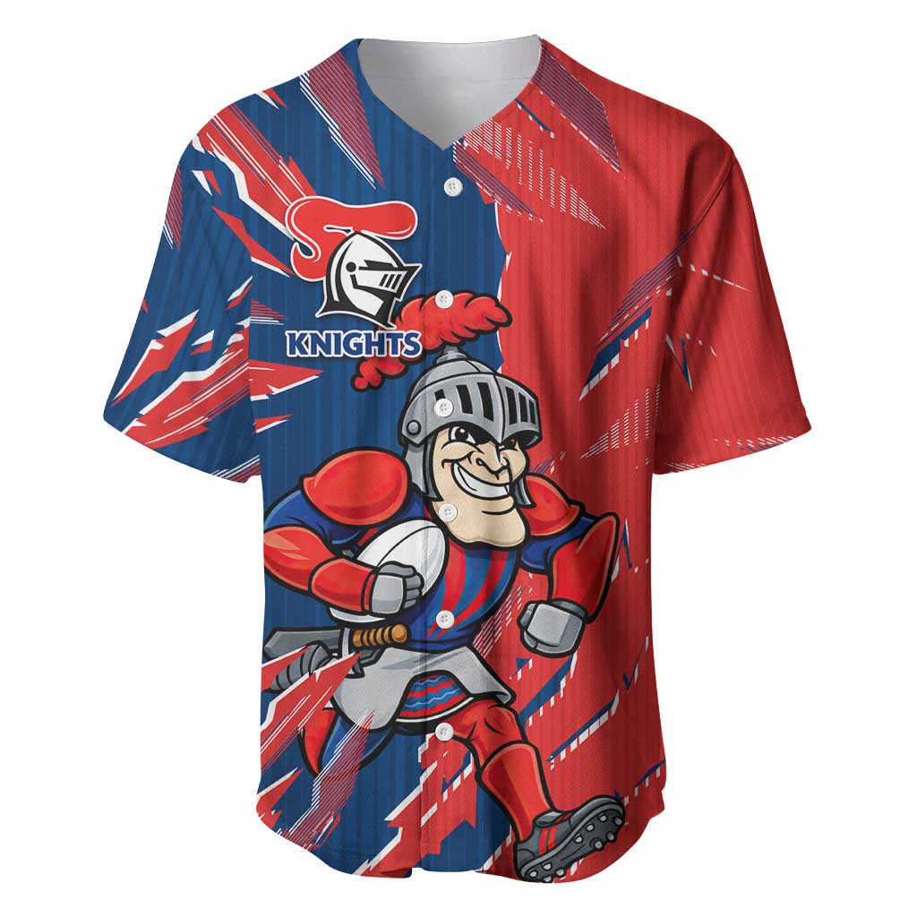 Personalized Newcastle Knights Baseball Jersey Dynamic Lightning Mascot Rugby Australia