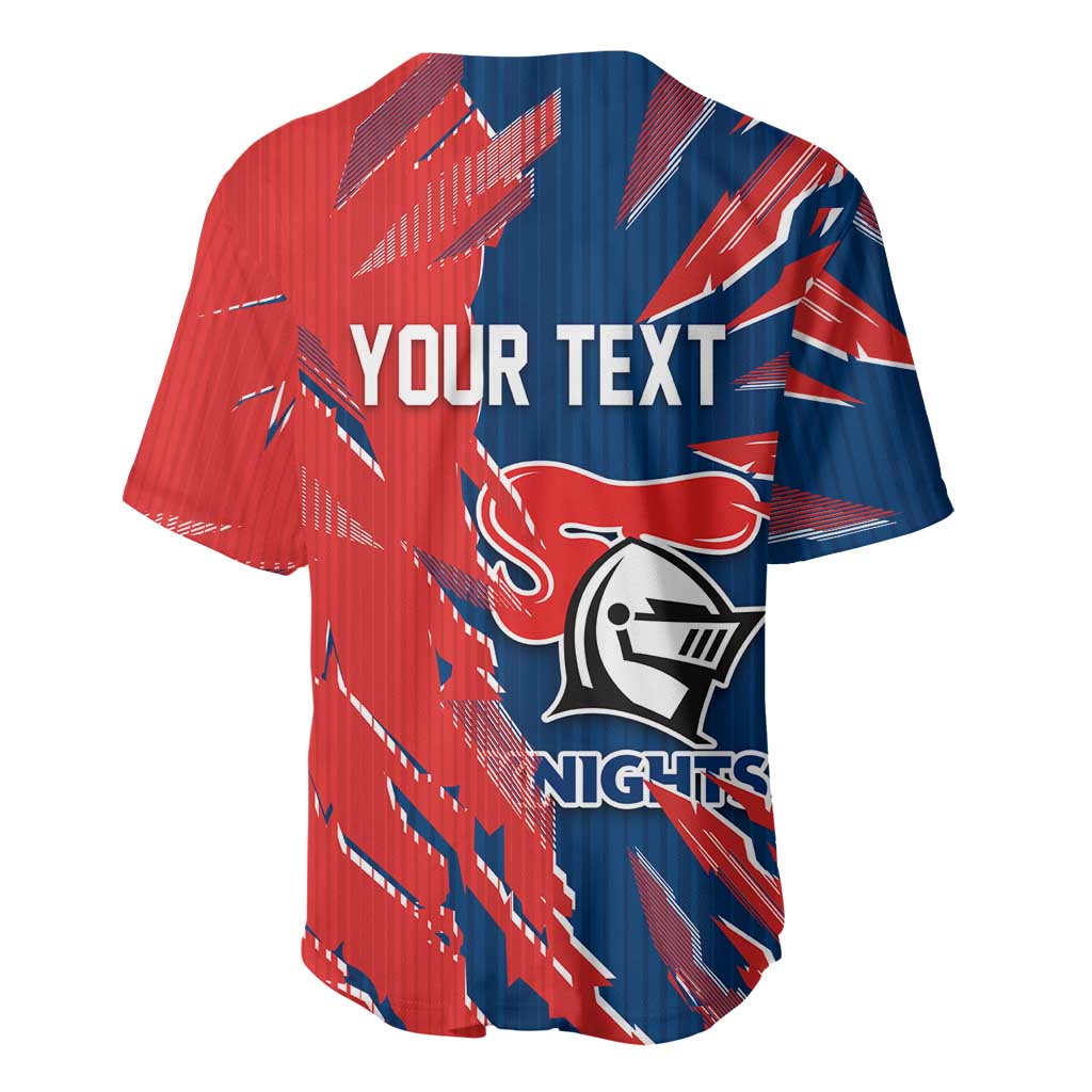 Personalized Newcastle Knights Baseball Jersey Dynamic Lightning Mascot Rugby Australia