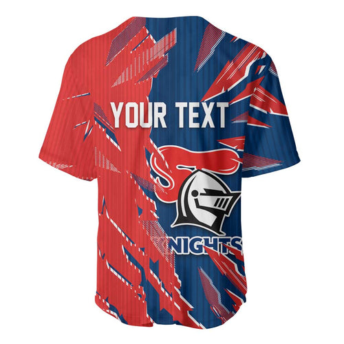 Personalized Newcastle Knights Baseball Jersey Dynamic Lightning Mascot Rugby Australia