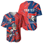 Personalized Newcastle Knights Baseball Jersey Dynamic Lightning Mascot Rugby Australia