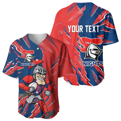Personalized Newcastle Knights Baseball Jersey Dynamic Lightning Mascot Rugby Australia