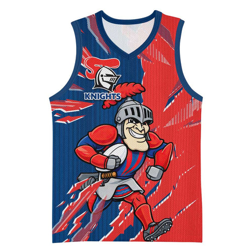 Personalized Newcastle Knights Basketball Jersey Dynamic Lightning Mascot Rugby Australia