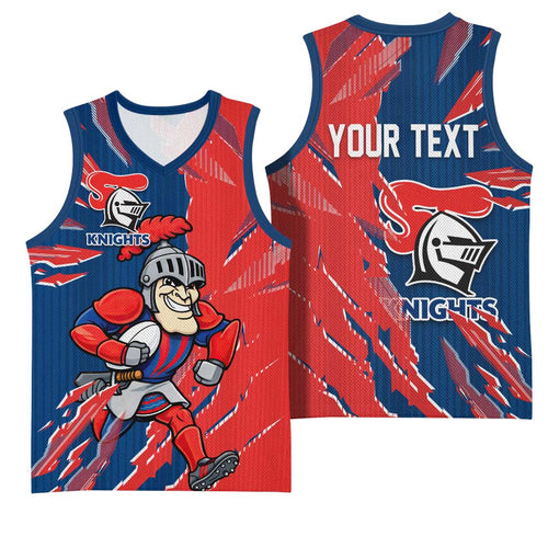 Personalized Newcastle Knights Basketball Jersey Dynamic Lightning Mascot Rugby Australia