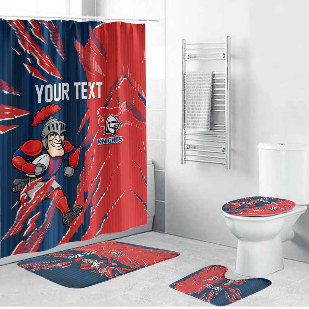 Personalized Newcastle Knights Bathroom Set Dynamic Lightning Mascot Rugby Australia