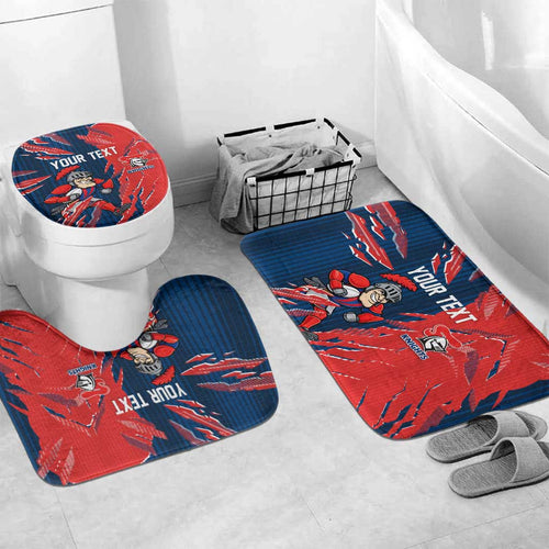Personalized Newcastle Knights Bathroom Set Dynamic Lightning Mascot Rugby Australia