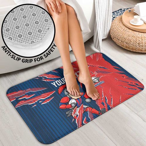 Personalized Newcastle Knights Bathroom Set Dynamic Lightning Mascot Rugby Australia