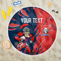 Personalized Newcastle Knights Beach Blanket Dynamic Lightning Mascot Rugby Australia