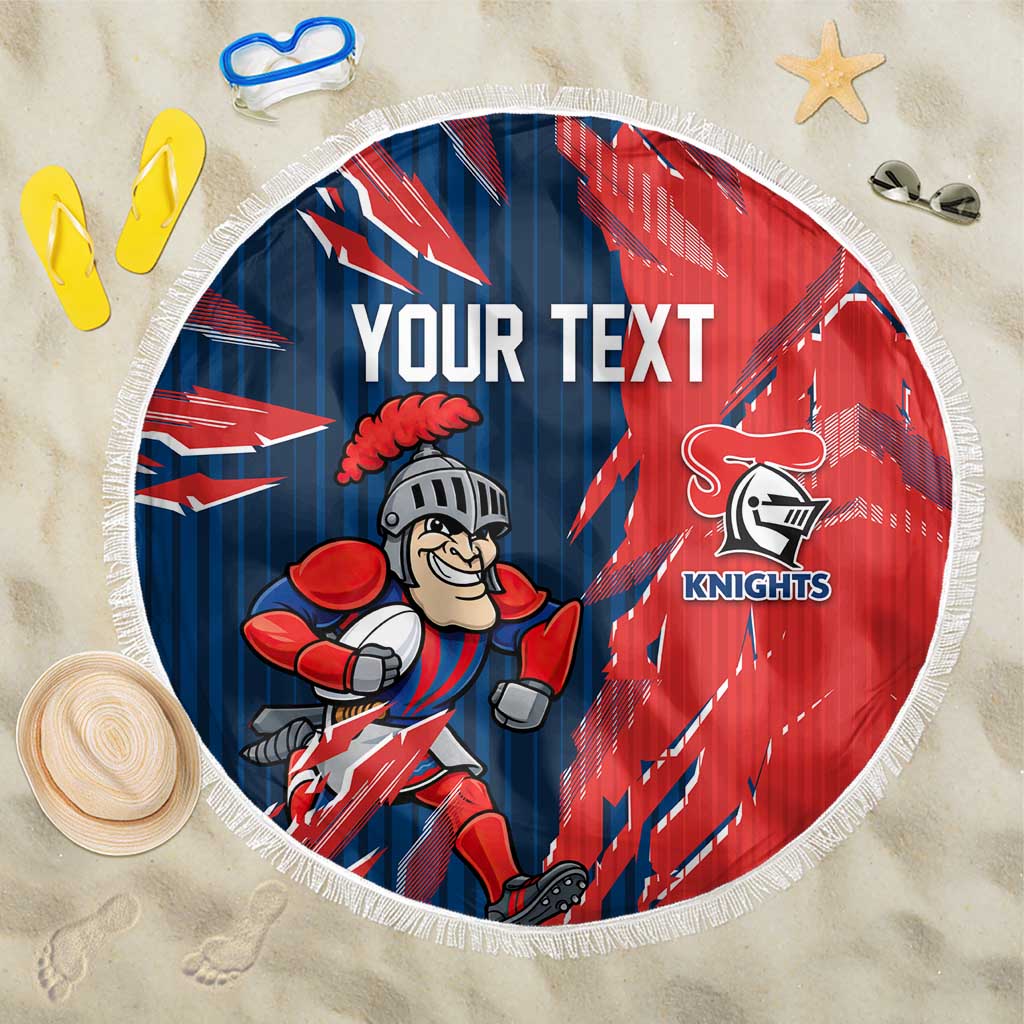 Personalized Newcastle Knights Beach Blanket Dynamic Lightning Mascot Rugby Australia