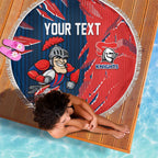 Personalized Newcastle Knights Beach Blanket Dynamic Lightning Mascot Rugby Australia