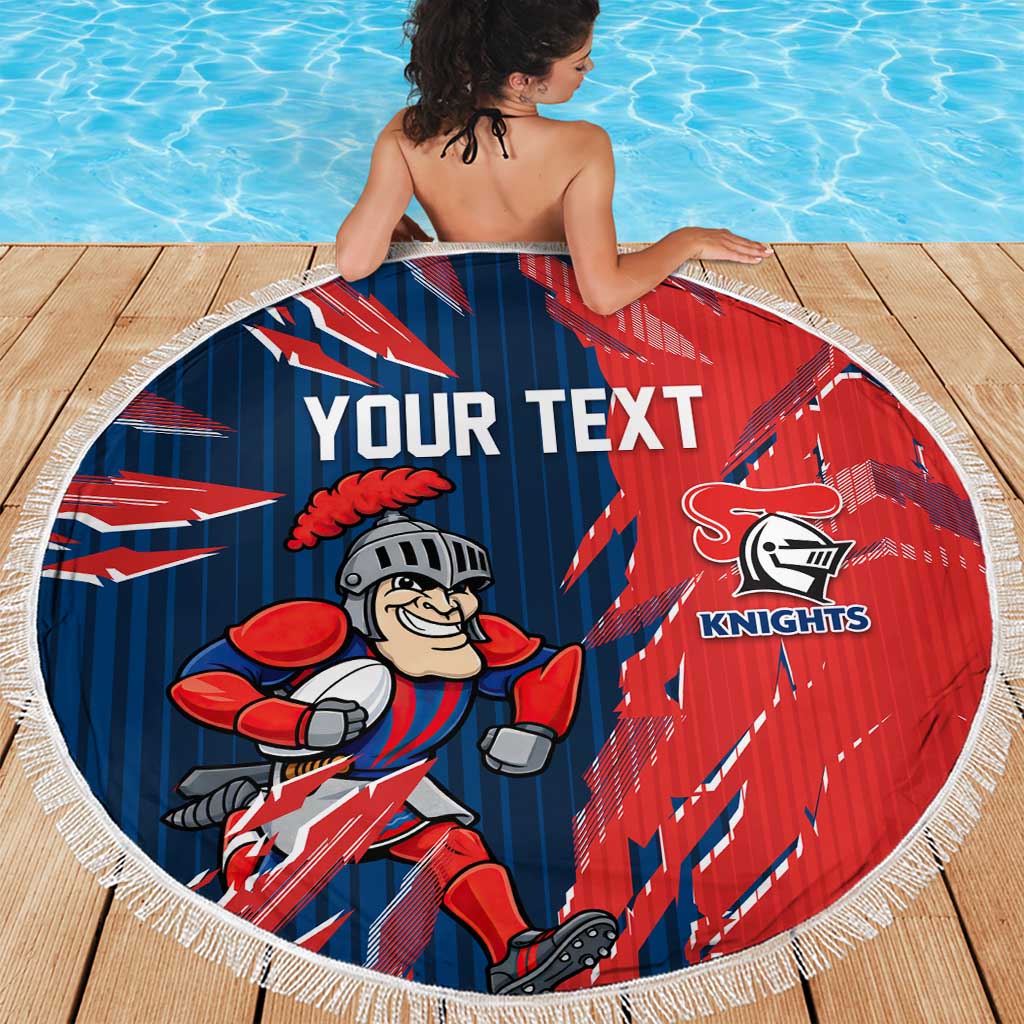 Personalized Newcastle Knights Beach Blanket Dynamic Lightning Mascot Rugby Australia