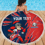 Personalized Newcastle Knights Beach Blanket Dynamic Lightning Mascot Rugby Australia