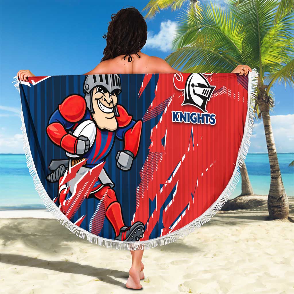 Personalized Newcastle Knights Beach Blanket Dynamic Lightning Mascot Rugby Australia