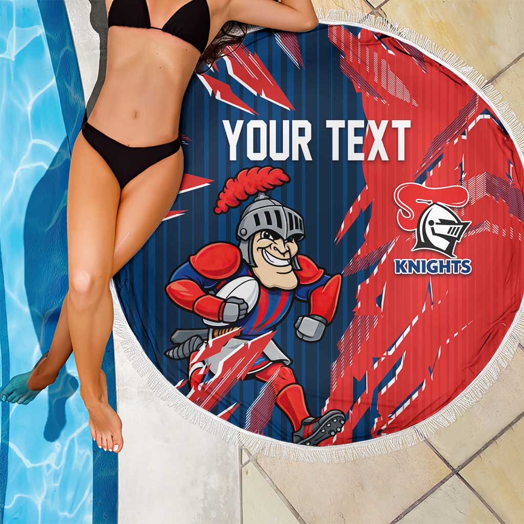 Personalized Newcastle Knights Beach Blanket Dynamic Lightning Mascot Rugby Australia