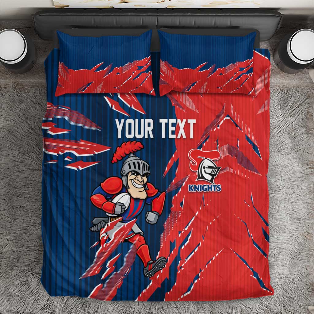 Personalized Newcastle Knights Bedding Set Dynamic Lightning Mascot Rugby Australia