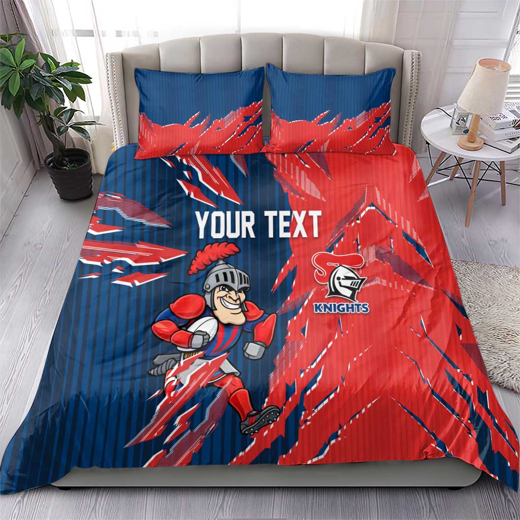 Personalized Newcastle Knights Bedding Set Dynamic Lightning Mascot Rugby Australia