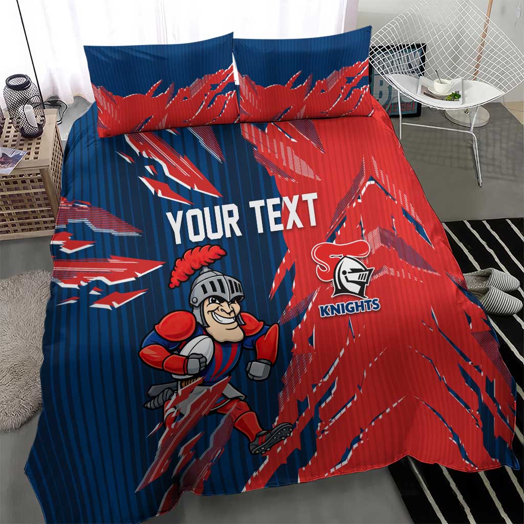 Personalized Newcastle Knights Bedding Set Dynamic Lightning Mascot Rugby Australia
